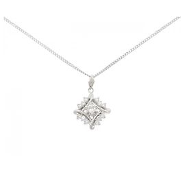 Autre Marque Pt850 Diamant-Halskette Silber