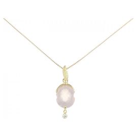 Autre Marque Colar de Quartzo Rosa Au750 Dourado