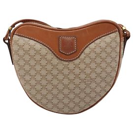 Céline Borsa a Spalla Celine Vintage Macadam in Tela e Pelle Beige