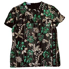 Top em jacquard metálico Prada de seda Multicor