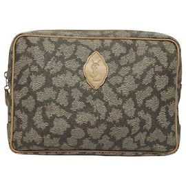 Pochette Vintage Saint Laurent en PVC Marron