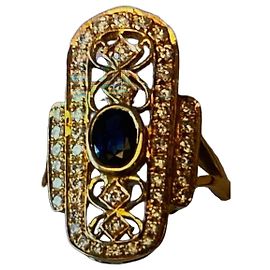 No Brand Neuve Bague or ,saphir et diamants Bijouterie dorée