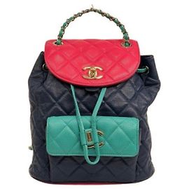 Chanel Duma Multicolored Caviar Leather Backpack Black Red Green