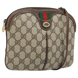 Bolsa Sherry Line GG Supreme Web da GUCCI em PVC Bege e Ouro 904 02 047 Auth ka3560 Bege Dourado