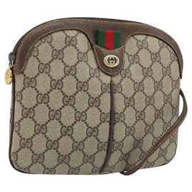Bolsa Sherry Line GG Supreme Web da GUCCI em PVC Bege e Ouro 904 02 047 Auth ka3455 Bege Dourado