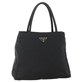 PRADA Borsa a mano in nylon nero argento Auth bs34251 Nero Argento