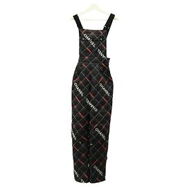 CHANEL Overall Polyester Black CC Auth AMZ550SM Black