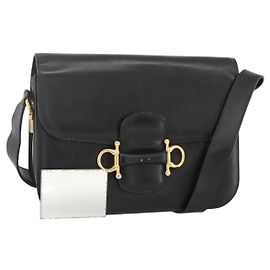 Céline Borsa a Spalla CELINE in Pelle Nera Oro Auth BAZ288 Nero D'oro