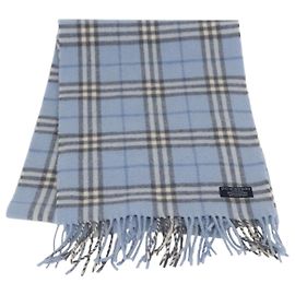 Burberry Nova Check Schal aus Wolle Hellblau Auth YKZ391 Hellblau