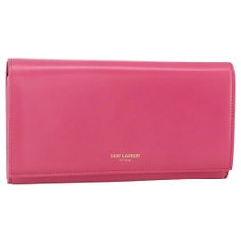 Portefeuille en cuir rose SAINT LAURENT Auth BA11840A Rose