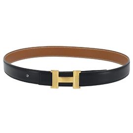 Hermès HERMES Cinto Constance Mini H em couro 31,5" Preto Marrom Auth YKZ392A Marrom Preto