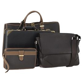 Alfred Dunhill Dunhill Tote Bag Leather 4 Set Brown Black Auth 162595 Brown Black