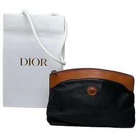 Vintage Dior Leder Clutch schwarz braun Schwarz