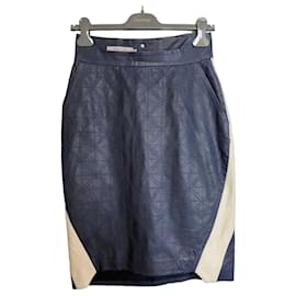 Autre Marque Preen Line Leather Skirt Sand Dark blue