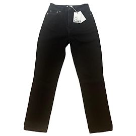 Ganni Schwarze Gerade Cropped Jeans aus Bio-Baumwolle Schwarz