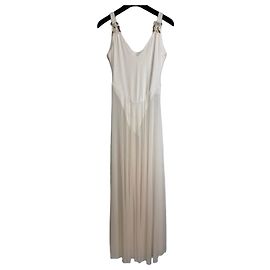 Autre Marque White Tulle Maxi Dress with Gold Hardware White