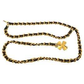 Chanel Vintage 93A Gold Metal Chain 4 Blatt Kleeblatt Halskette oder Gürtel Golden