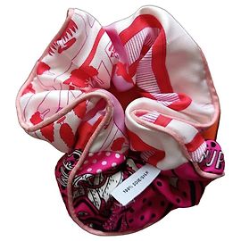 Chouchou Hermès Claudia Paris 100% seda – Feito na França – com caixa Rosa Branco Vermelho Multicor