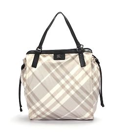 Borsa in tela Burberry Mega Check Buckleigh Grigio