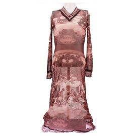 Robe longue à imprimé rouge Jean Paul Gaultier Rouge