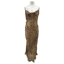 Rat & Boa Robe transparente léopard en soie Marron