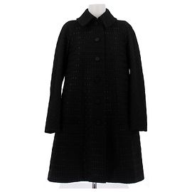 Alaïa Schwarzer strukturierter Wollmantel Schwarz