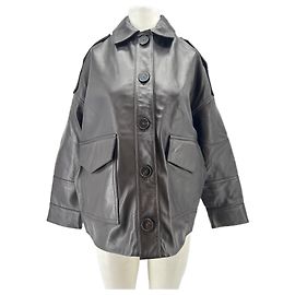 Sessun Braune Leder-Bomberjacke Braun