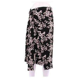 Paco Rabanne Blumenrock Schwarz Polyester Größe 38 Schwarz