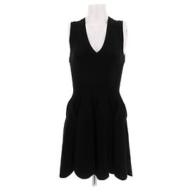 Robe courte noire à col en V Alaïa Noir