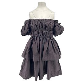 Autre Marque Braunes gerafftes Bustierkleid Braun