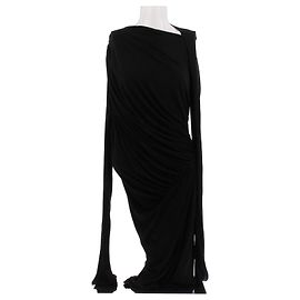 Rick Owens Schwarzes asymmetrisches Maxikleid Schwarz