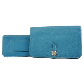 Hermès Hermes Dogon GM Long Wallet in Blue Jean Blue
