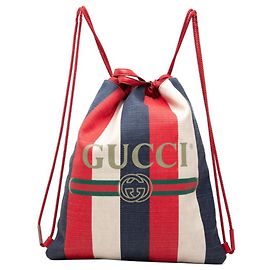 Gucci Low-Ring Medium Backpack White Red Blue
