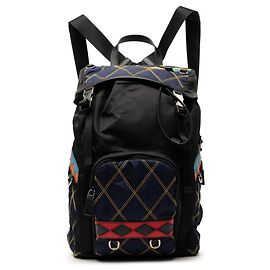 Mochila matelassada em patchwork Prada Preto Multicor