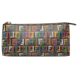 Fendi Brown Multicolor Zucchino Coated Canvas Pouch Other