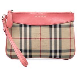 Burberry Beige Haymarket Check Nylon Peyton Clutch Beige