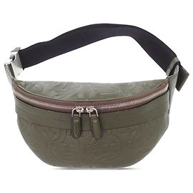 Salvatore Ferragamo Ferragamo Brown Gancini Embossed Leather Belt Bag Brown Khaki