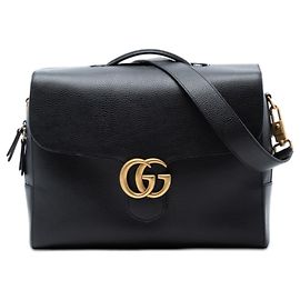 Gucci Black GG Marmont Leather Briefcase Black