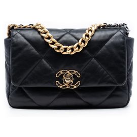 Chanel Black Medium Lambskin 19 Flap Black