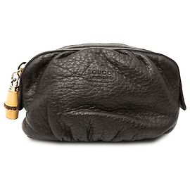 Neceser de cuero marrón Gucci con bambú Castaño Marrón oscuro