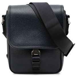 Sac messager Prada Blue Vitello Phenix avec boucle Bleu Bleu Marine