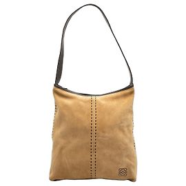 Bolsa de Ombro em Camurça Marrom Anagram LOEWE Marrom Castanho claro