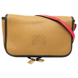 LOEWE Bolsa transversal de couro marrom perfurada com anagrama Marrom Castanho claro