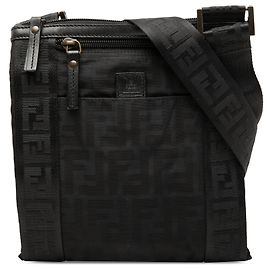 Borsa a tracolla in tela Zucca nera Fendi Nero