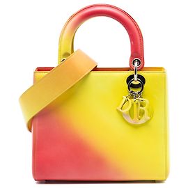 Dior Amarelo Médio Ombre Couro de Bezerro Lady Dior Amarelo