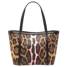 Dolce & Gabbana Brown Leopard Print Coated Canvas Miss Escape Tote Brown