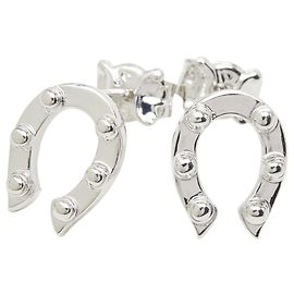 Céline Boucles d'oreilles en or blanc 18K motif fer à cheval Celine Autre
