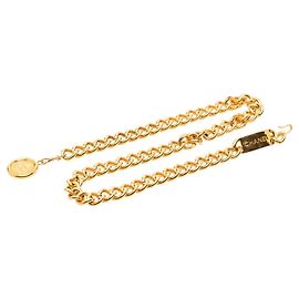 Cinturón de cadena con placa de moneda dorada vintage de Chanel Dorado
