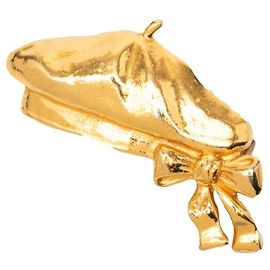 Spilla Vintage Chanel con Motivo di Nastro e Berretto D'oro