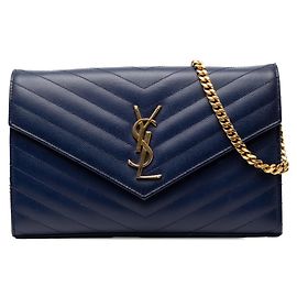 Borsa a tracolla portafoglio Cassandra di Saint Laurent Blu navy